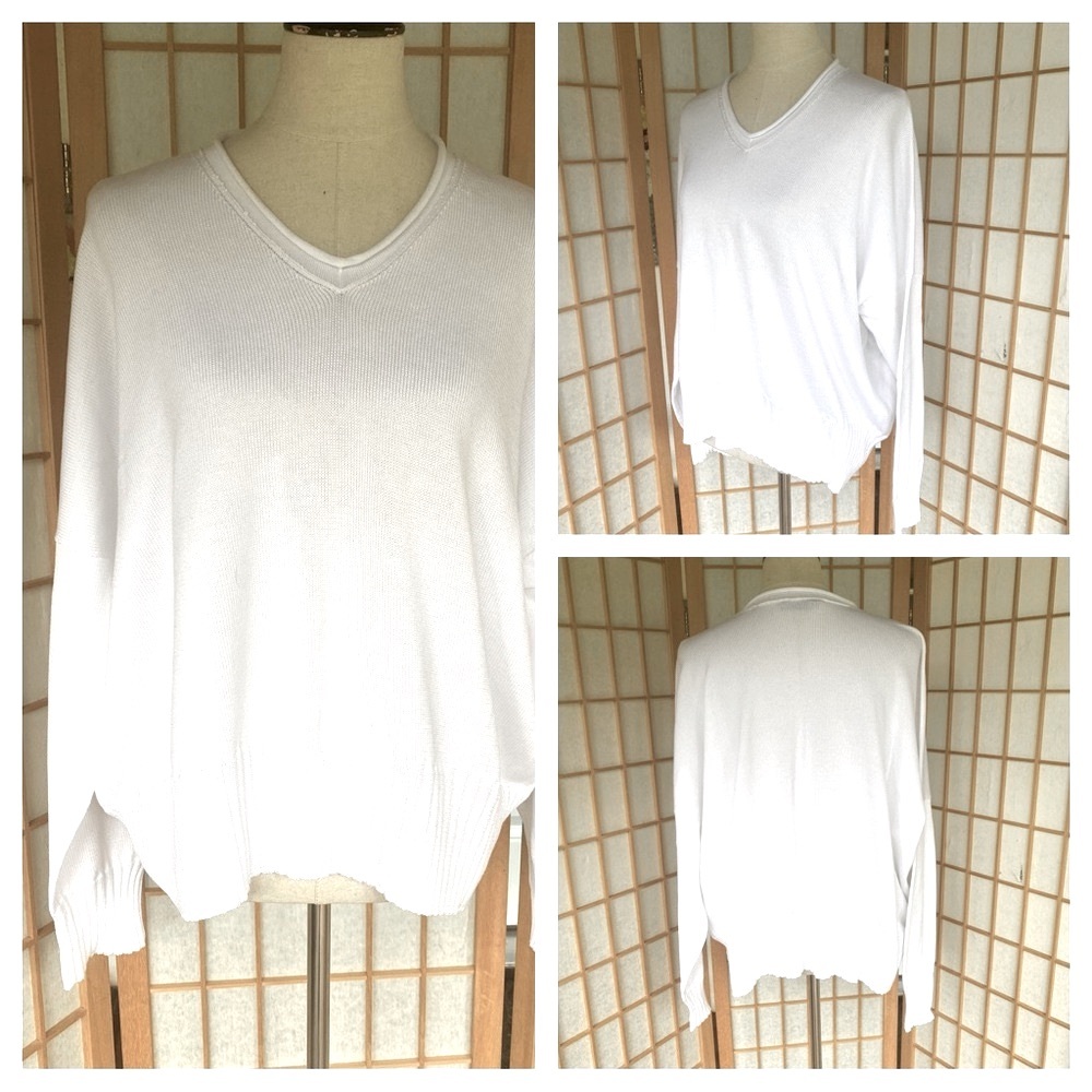 Shirin Guild White Cotton Boxy Loose Fit Scotland Sweater
